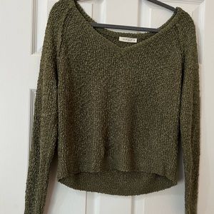 Olive Green knit sweater.